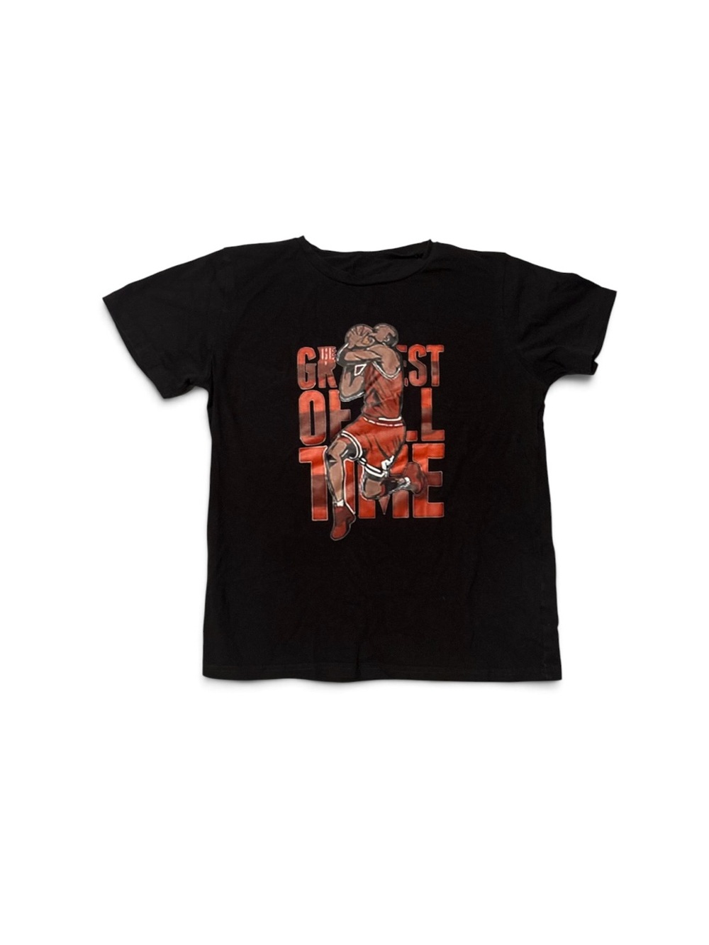 Black Graphic Basketball Tee for Kids - 'Greatest of All Time'